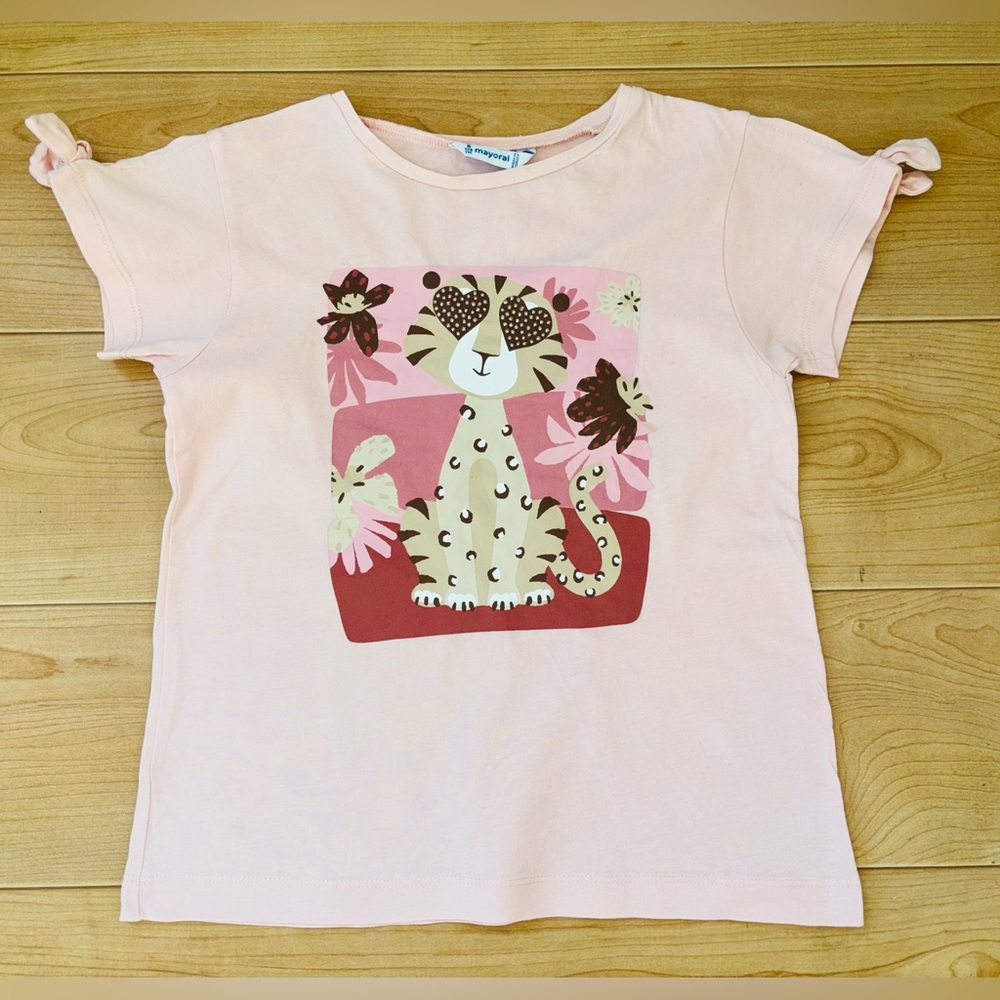 Mayoral Girls Cat Graphic Short-Sleeve Tee